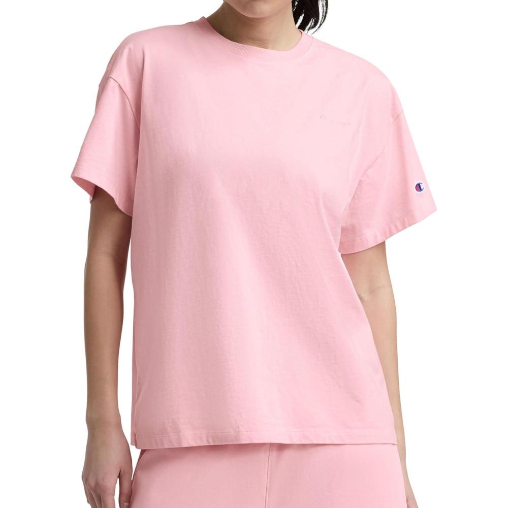 image:imageChampion Womens Classic Short Sleeve Graphic TShirt Loose Fit Script LogoRose Shadow