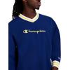 image:imageChampion Mens Lightweight VNeck Woven Pullover Script LogoBlue Depths