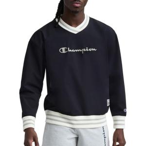 image:imageChampion Mens Lightweight VNeck Woven Pullover Script LogoBlack