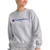 image:imageChampion Womens Sweatshirt Fleece Crewneck Sweatshirt Warm Sweatshirt for Women Plus Size AvailableOxford Gray  Classic Script Logo