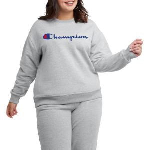 image:imageChampion Womens Sweatshirt Fleece Crewneck Sweatshirt Warm Sweatshirt for Women Plus Size AvailableOxford Gray  Classic Script Logo