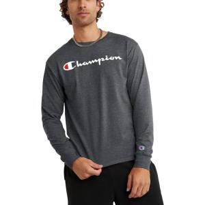 image:imageChampion Mens Classic Long Sleeve TShirt Standard Fit Script amp C Logo Available in Regular and Big amp TallGranite Heather