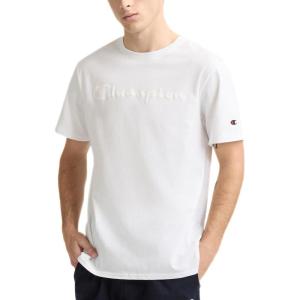 image:imageChampion Mens Classic Script Graphic Short Sleeve TShirt Standard Fit Tonal Logo Available in Regular and Big amp TallBright White  Tonal Script Logo