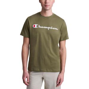 image:imageChampion Mens Classic Script Graphic Short Sleeve TShirt Standard Fit Tonal Logo Available in Regular and Big amp TallBurnt Olive
