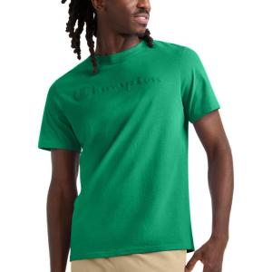 image:imageChampion Mens Classic Script Graphic Short Sleeve TShirt Standard Fit Tonal Logo Available in Regular and Big amp TallGreen Field