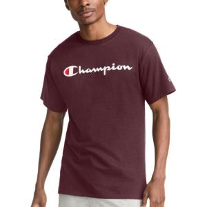 image:imageChampion Mens Classic Script Graphic Short Sleeve TShirt Standard Fit Tonal Logo Available in Regular and Big amp TallMaroon  Classic Script Logo