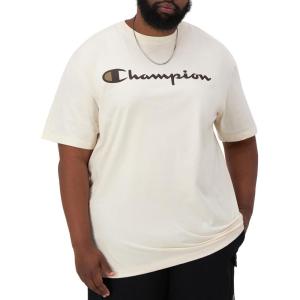 image:imageChampion Mens Classic Script Graphic Short Sleeve TShirt Standard Fit Tonal Logo Available in Regular and Big amp TallNatural  Classic Script Logo
