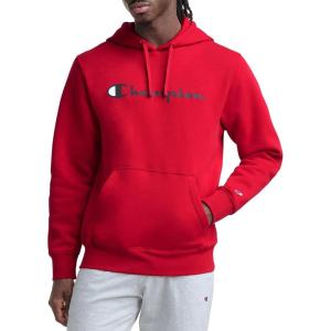 image:imageChampion Mens Pullover Graphic Fleece Hoodie Standard Fit Midweight Fleece Classic Script Logo Available Regular Big amp TallTango Red