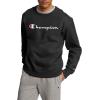 image:imageChampion Mens Crewneck Fleece Sweatshirt Standard Fit Midweight Script Logo Available in Regular and Big amp TallBlack  Classic Script Logo