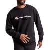 image:imageChampion Mens Crewneck Fleece Sweatshirt Standard Fit Midweight Script Logo Available in Regular and Big amp TallBlack  Classic Script Logo