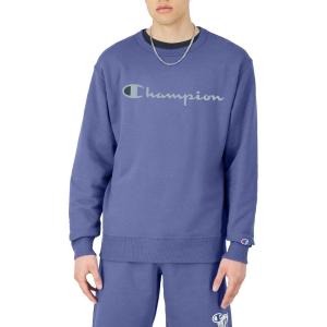 image:imageChampion Mens Crewneck Fleece Sweatshirt Standard Fit Midweight Script Logo Available in Regular and Big amp TallStone Crush Blue  Classic Script Logo