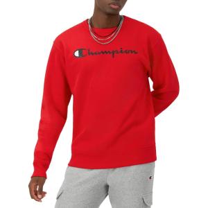 image:imageChampion Mens Crewneck Fleece Sweatshirt Standard Fit Midweight Script Logo Available in Regular and Big amp TallTeam Red Scarlet Script