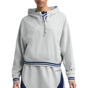 image:imageChampion Womens Tackle Front Lace Pullover Hoodie Loose Fit French TerryOxford Gray Heather