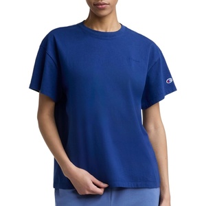 image:imageChampion Womens Classic Short Sleeve Graphic TShirt Loose Fit Script LogoBlue Depths  Tonal Script Logo
