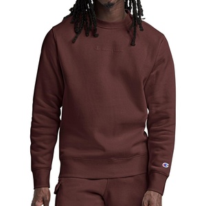 image:imageChampion Mens Crewneck Fleece Sweatshirt Standard Fit Midweight Script Logo Available in Regular and Big amp TallBitter Chocolate