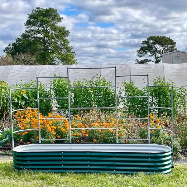 image17quot Tall 9 in 1 Raised Garden Bed and 8 Long Wall Trellis for 20 x 80 Garden Beds Pearl White