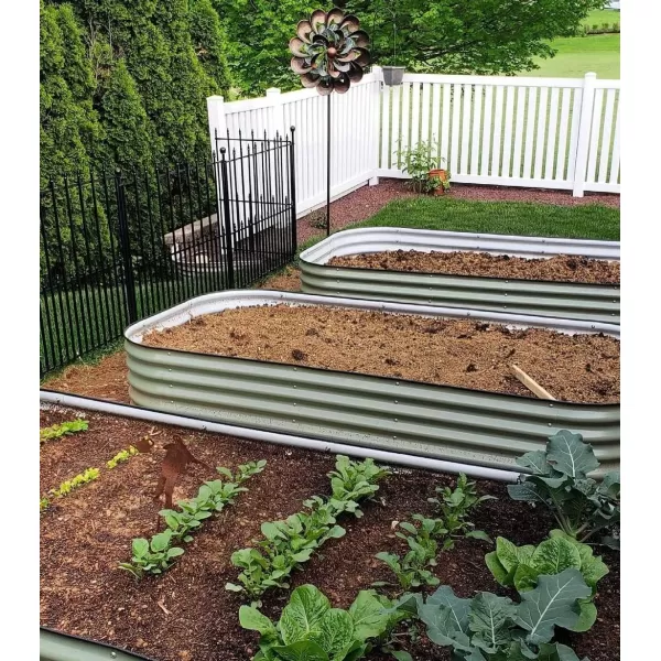 imageVego Garden 17quot Tall 10 in 1 Raised Garden Bed and 80 Long Wall Trellis for 40 x 80 Garden Beds Olive Green