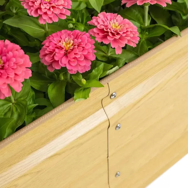 imageVego garden 17quot Tall 6 in 1 Novel Modular Raised Garden Bed Kit Metal Planter Box with 2 in 1 Wrench ampamp Magnetic Plant Tags for Vegetables Flowers Fruits Pearl WhiteSunlit Oak