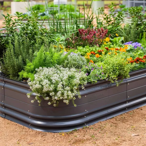 imageVego garden 17quot Tall 6 in 1 Novel Modular Raised Garden Bed Kit Metal Planter Box with 2 in 1 Wrench ampamp Magnetic Plant Tags for Vegetables Flowers Fruits Pearl WhiteModern Gray