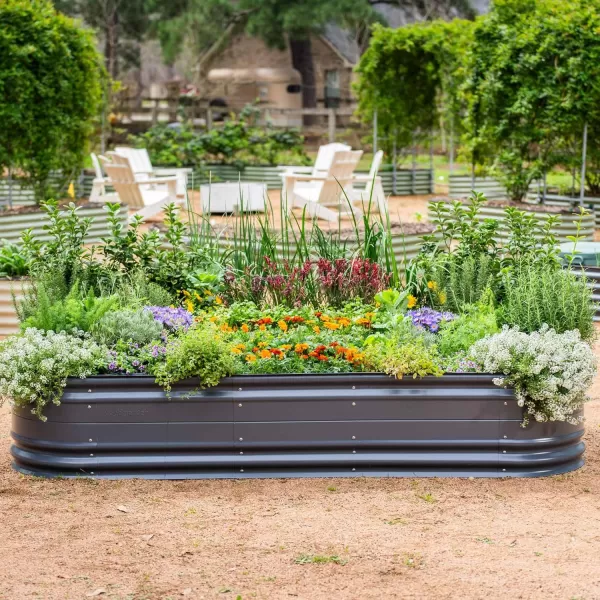 imageVego garden 17quot Tall 6 in 1 Novel Modular Raised Garden Bed Kit Metal Planter Box with 2 in 1 Wrench ampamp Magnetic Plant Tags for Vegetables Flowers Fruits Pearl WhiteModern Gray