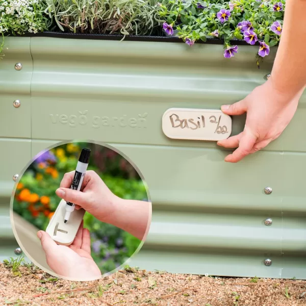 imageVego garden 17quot Tall 6 in 1 Novel Modular Raised Garden Bed Kit Metal Planter Box with 2 in 1 Wrench ampamp Magnetic Plant Tags for Vegetables Flowers Fruits Pearl WhiteSky Blue