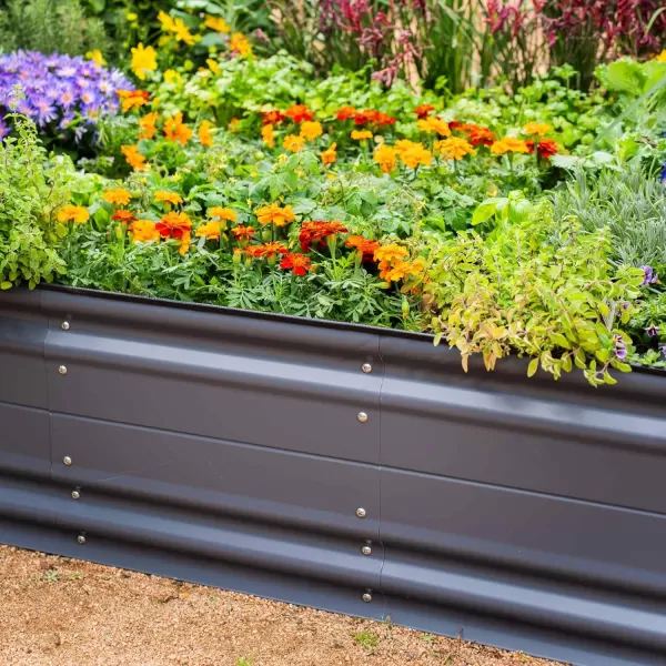 imageVego garden 17quot Tall 9 in 1 Novel Metal Raised Garden Bed Kits Modular Planter Beds with 2 in 1 Wrench ampamp Magnetic Plant Tags for Vegetables Flowers Terra CottaModern Gray