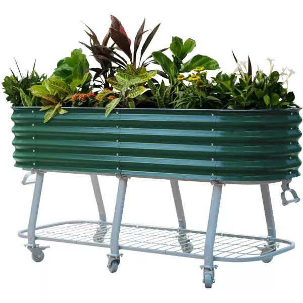 imageVego garden 2 x 4 ft Raised Garden Bed with Legs and Wicking Cell System  Perfect for Gardening Vegetables Herbs and Flowers on The Patio  Outdoor ampamp Indoor Elevated Planter Box  Modern GrayBritish Green