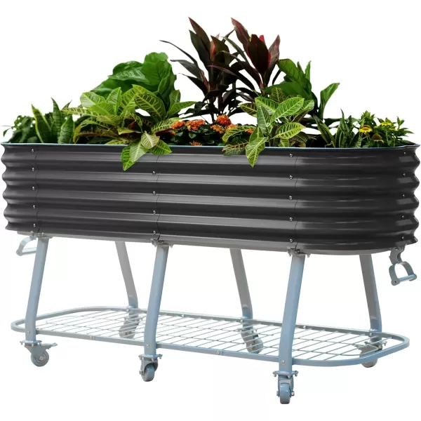 imageVego garden 2 x 4 ft Raised Garden Bed with Legs and Wicking Cell System  Perfect for Gardening Vegetables Herbs and Flowers on The Patio  Outdoor ampamp Indoor Elevated Planter Box  Modern GrayModern Gray