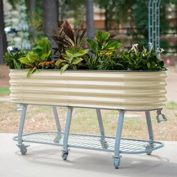 imageVego garden 2 x 4 ft Raised Garden Bed with Legs and Wicking Cell System  Perfect for Gardening Vegetables Herbs and Flowers on The Patio  Outdoor ampamp Indoor Elevated Planter Box  Modern GrayBritish Green