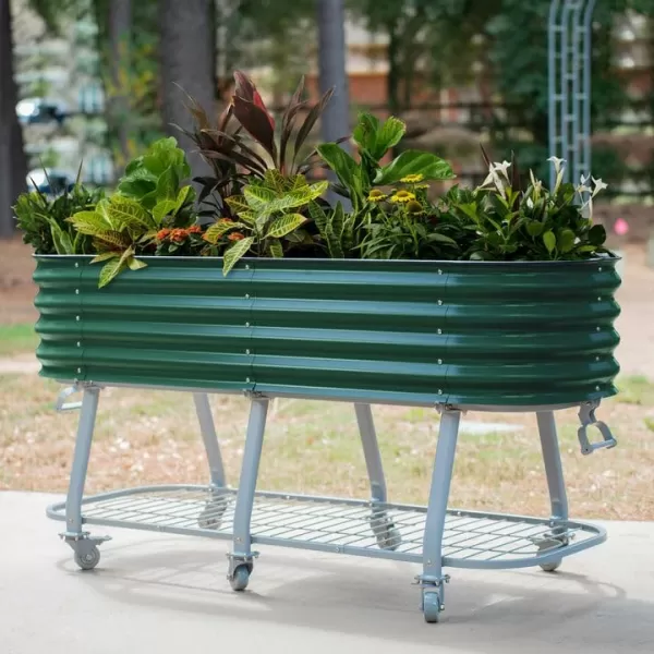 imageVego garden 2 x 4 ft Raised Garden Bed with Legs and Wicking Cell System  Perfect for Gardening Vegetables Herbs and Flowers on The Patio  Outdoor ampamp Indoor Elevated Planter Box  Modern GrayBritish Green
