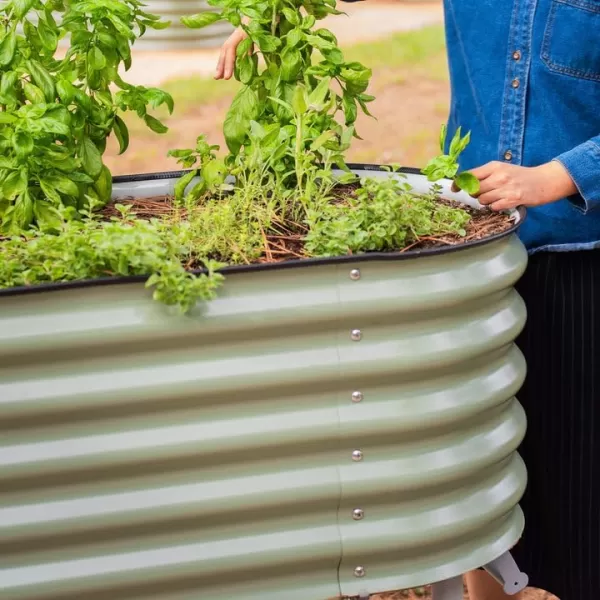 imageVego garden 2 x 4 ft Raised Garden Bed with Legs and Wicking Cell System  Perfect for Gardening Vegetables Herbs and Flowers on The Patio  Outdoor ampamp Indoor Elevated Planter Box  Modern GrayBritish Green