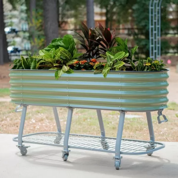imageVego garden 2 x 4 ft Raised Garden Bed with Legs and Wicking Cell System  Perfect for Gardening Vegetables Herbs and Flowers on The Patio  Outdoor ampamp Indoor Elevated Planter Box  Modern GrayBritish Green