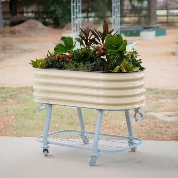 imageVego garden 2 x 4 ft Raised Garden Bed with Legs and Wicking Cell System  Perfect for Gardening Vegetables Herbs and Flowers on The Patio  Outdoor ampamp Indoor Elevated Planter Box  Modern GrayBritish Green