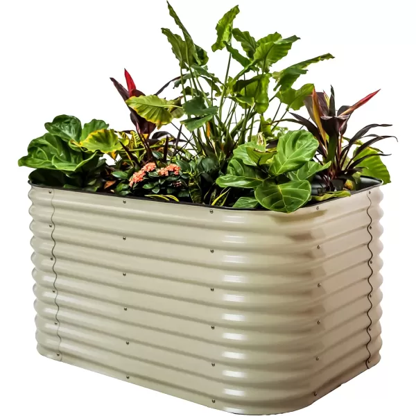 imageVego garden 32quot Extra Tall Raised Garden Bed Kits 4 in 1 Modular Raised Planter Box for Vegetables Flowers Fruits Oval Metal Raised Garden Bed Modern GrayPearl White