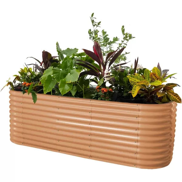 imageVego garden 32quot Extra Tall Raised Garden Bed Kits 4 in 1 Modular Raised Planter Box for Vegetables Flowers Fruits Oval Metal Raised Garden Bed Modern GrayTerra Cotta