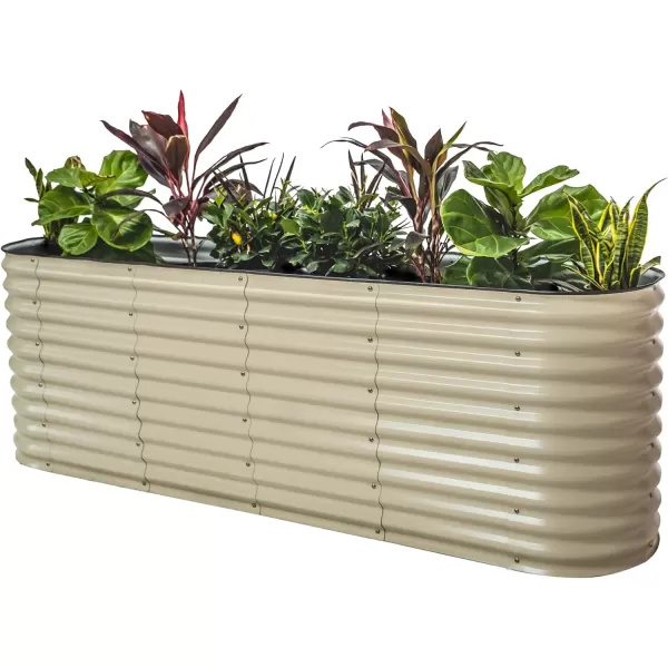 imageVego garden 32quot Extra Tall Raised Garden Bed Kits 4 in 1 Modular Raised Planter Box for Vegetables Flowers Fruits Oval Metal Raised Garden Bed Modern GrayPearl White