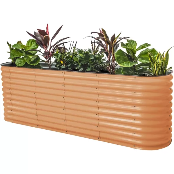 imageVego garden 32quot Extra Tall Raised Garden Bed Kits 4 in 1 Modular Raised Planter Box for Vegetables Flowers Fruits Oval Metal Raised Garden Bed Modern GrayTerra Cotta