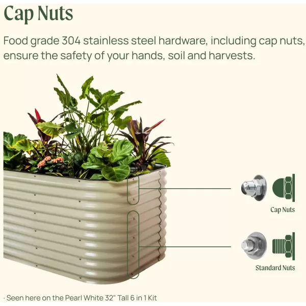 imageVego garden 32quot Extra Tall Raised Garden Bed Kits 4 in 1 Modular Raised Planter Box for Vegetables Flowers Fruits Oval Metal Raised Garden Bed Modern GrayPearl White