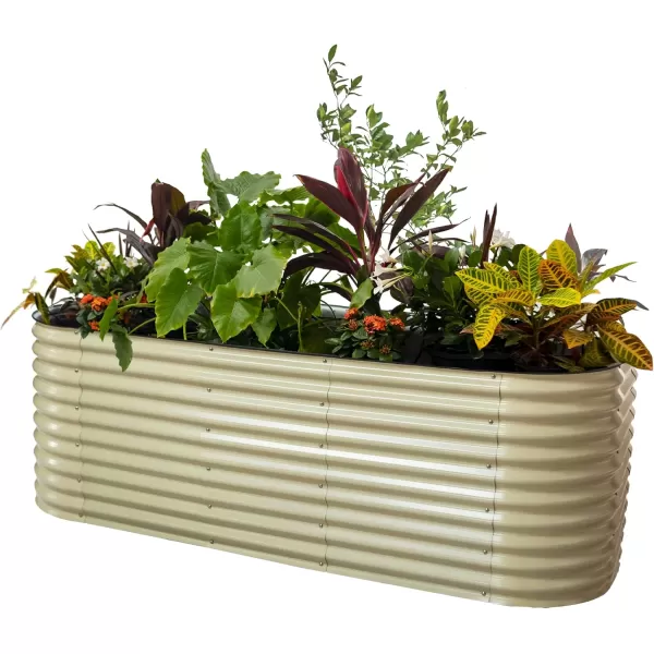 imageVego garden 32quot Extra Tall Raised Garden Bed Kits 4 in 1 Modular Raised Planter Box for Vegetables Flowers Fruits Oval Metal Raised Garden Bed Modern GrayPearl White
