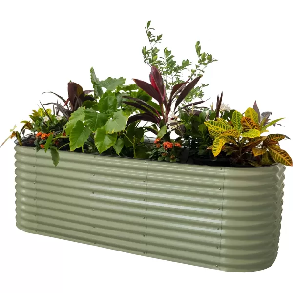 imageVego garden 32quot Extra Tall Raised Garden Bed Kits 4 in 1 Modular Raised Planter Box for Vegetables Flowers Fruits Oval Metal Raised Garden Bed Modern GrayOlive Green