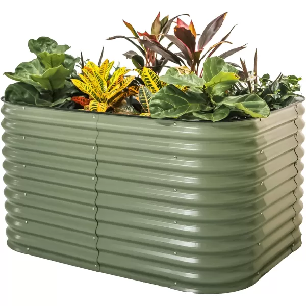 imageVego garden 32quot Extra Tall Raised Garden Bed Kits 4 in 1 Modular Raised Planter Box for Vegetables Flowers Fruits Oval Metal Raised Garden Bed Modern GrayOlive Green