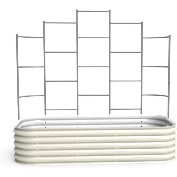 image17quot Tall 6 in 1 Raised Garden Bed and 65 Long Wall Trellis for 20 x 65 Garden Beds Pearl White