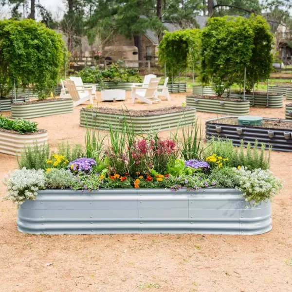 imageVego garden 17quot Tall 9 in 1 Novel Metal Raised Garden Bed Kits Modular Planter Beds with 2 in 1 Wrench ampamp Magnetic Plant Tags for Vegetables Flowers Terra CottaSky Blue