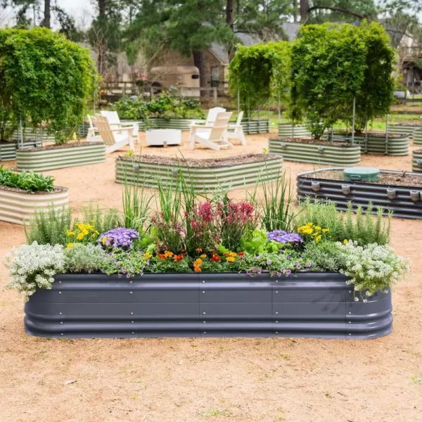imageVego garden 17quot Tall 9 in 1 Novel Metal Raised Garden Bed Kits Modular Planter Beds with 2 in 1 Wrench ampamp Magnetic Plant Tags for Vegetables Flowers Terra CottaModern Gray
