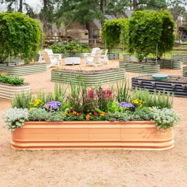 imageVego garden 17quot Tall 9 in 1 Novel Metal Raised Garden Bed Kits Modular Planter Beds with 2 in 1 Wrench ampamp Magnetic Plant Tags for Vegetables Flowers Terra CottaTerra Cotta