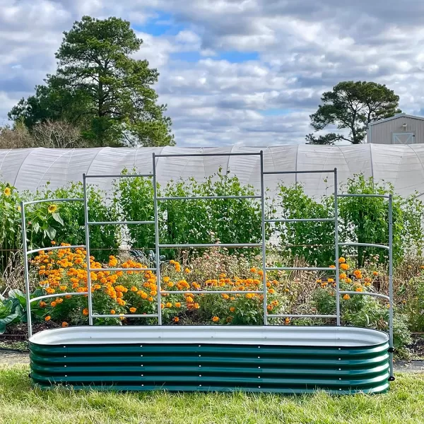 image17quot Tall 10 in 1 Raised Garden Bed and 95 Long Wall Trellis for 25 x 95 Garden Beds Pearl White
