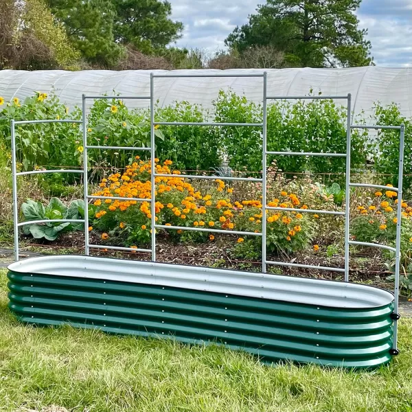 image17quot Tall 6 in 1 Raised Garden Bed and 50 Long Wall Trellis for 35 x 50 Garden Beds Olive Green