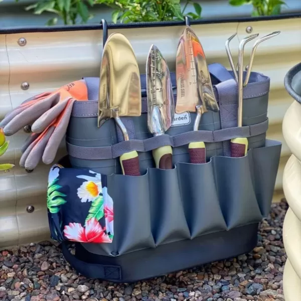 imageVego Garden Tool Bag Tote Organizer Bag with Multi Pockets Waterproof Interior and Sturdy Bottom