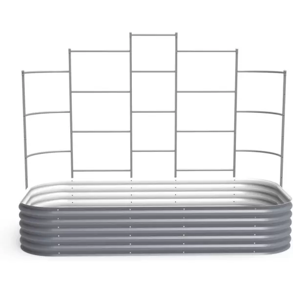 imageVego Garden 17quot Tall 10 in 1 Raised Garden Bed and 80 Long Wall Trellis for 40 x 80 Garden Beds Morden Gray