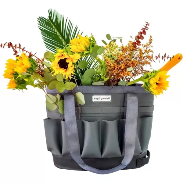 imageVego Garden Tool Bag Tote Organizer Bag with Multi Pockets Waterproof Interior and Sturdy Bottom